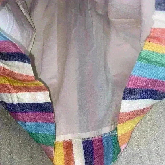 J. Crew XSP Pull-On Striped Multicolored Rainbow Linen Skirt w/Pockets - Picture 7 of 7